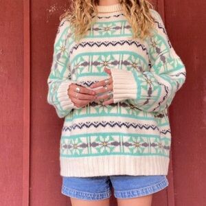 American Eagle Mock-neck Fair isle Sweater Chunky Oversized Size XL